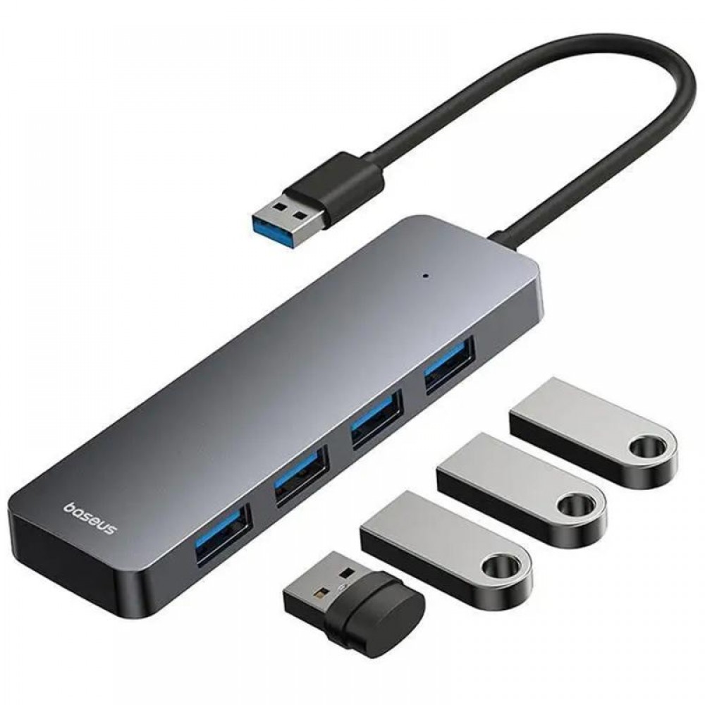 Перехідник HUB Baseus UltraJoy Series Lite 4-Port (USB-A to 4xUSB3.0+Type-C) (1m) (B0005280B811-02)