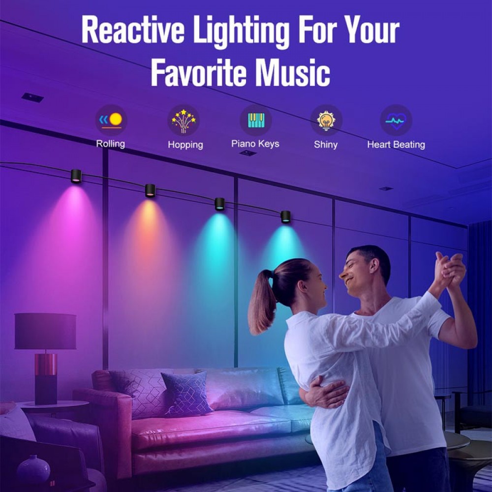 Настінна LED лампа RGB Intelligent wall lamp 4 pcs with Bluetooth European plug with app