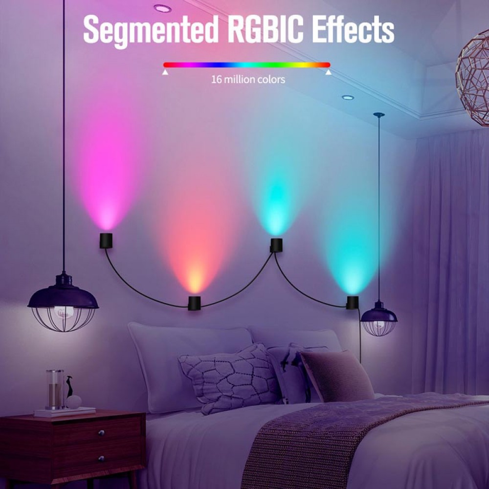 Настінна LED лампа RGB Intelligent wall lamp 4 pcs with Bluetooth European plug with app