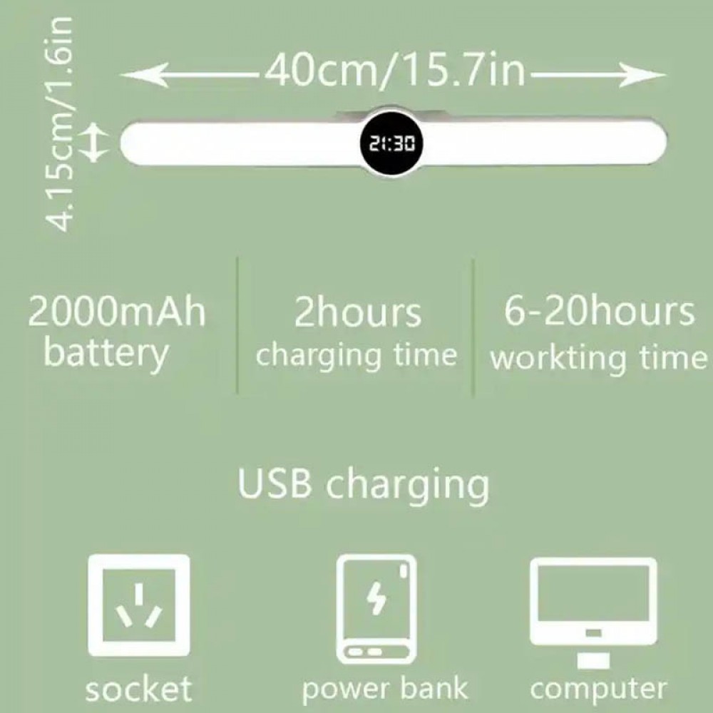 Портативна лампа B20 with clock 1800mAh