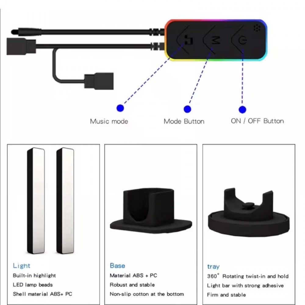 Настільна LED лампа RGB 12V Panel 3 Bluetooth dual pack EU plug with app