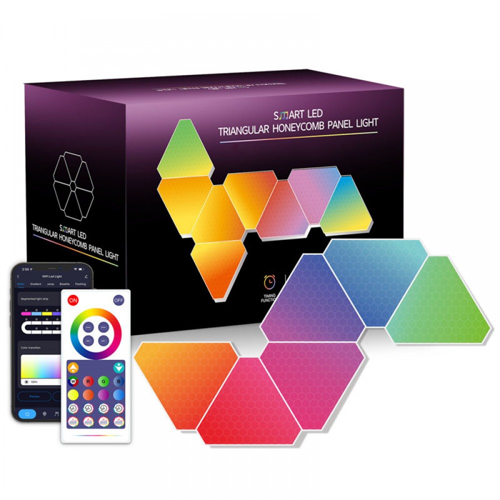 Настінний світильник Smart Triangular Quantum Light SAL-012B Bluetooth USB interface with app 6pcs Настінний світильник Smart Triangular Quantum Light SAL-012B Bluetooth USB interface with app 6pcs