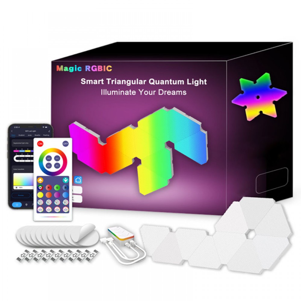 Настінний світильник Smart Triangular Quantum Light SAL-012B Bluetooth USB interface with app 10pcs Настінний світильник Smart Triangular Quantum Light SAL-012B Bluetooth USB interface with app 10pcs