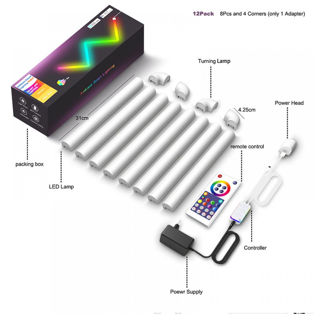 Настінний світильник Lines SAL-013B Bluetooth USB interface with app (8+4 pcs)