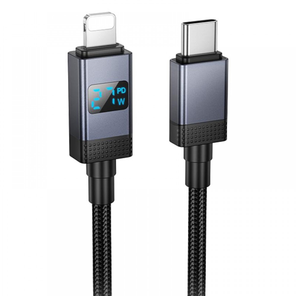 Дата кабель Hoco X118 Generous with display Type-C to Lightning 27W (1m)