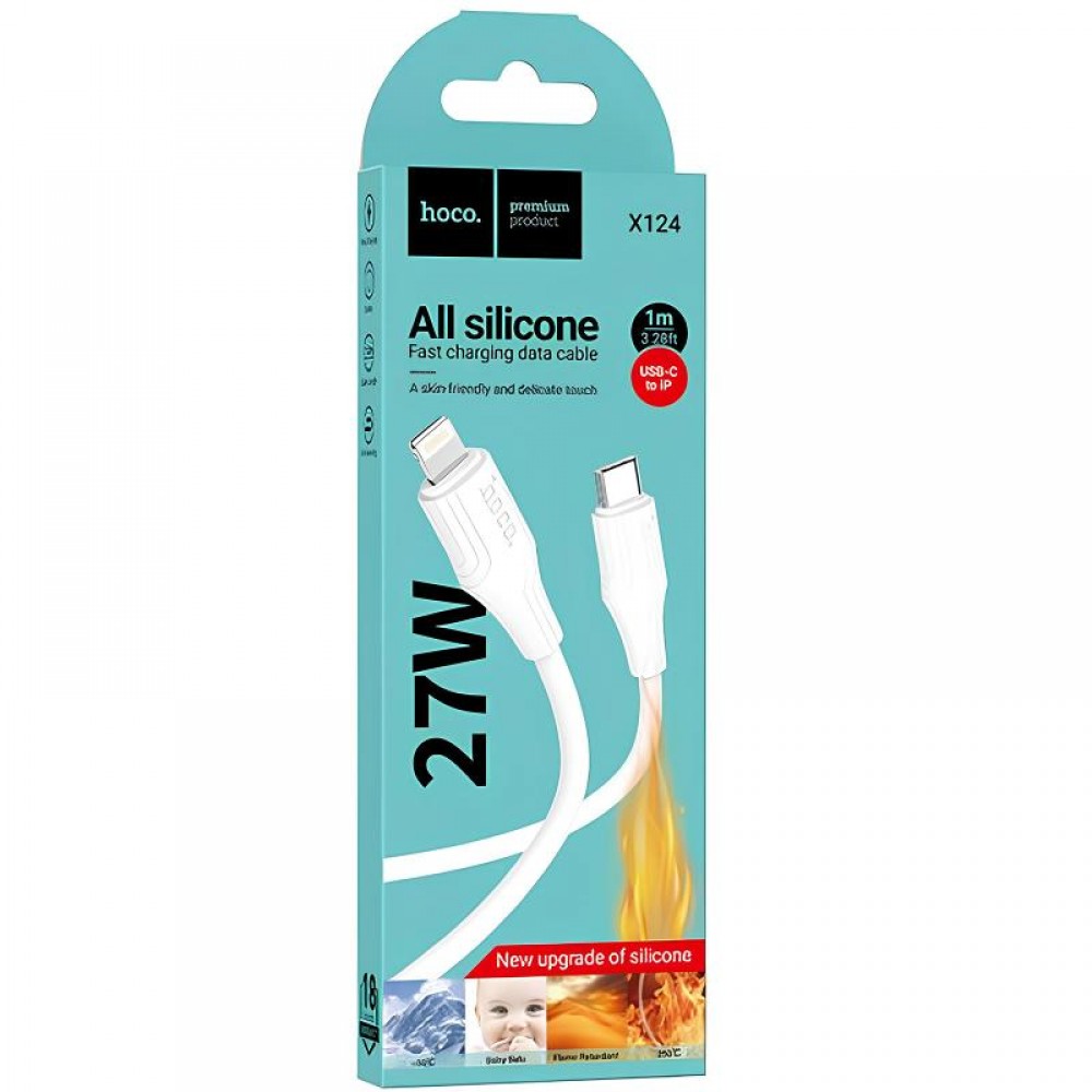 Дата кабель Hoco X124 Bien silicone Type-C to Lightning 27W (1m)