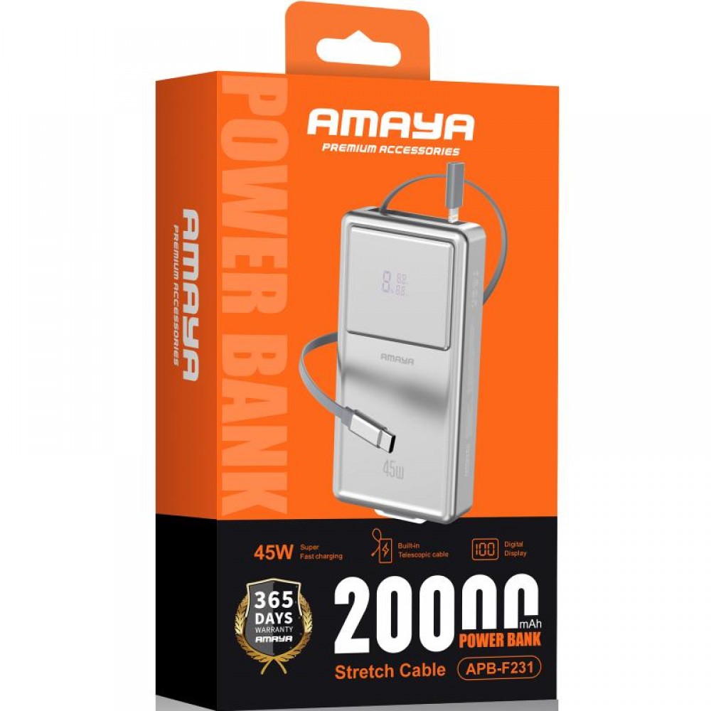 Портативное ЗУ Power Bank Amaya APB-F231 45W with display and cable 20000 mAh