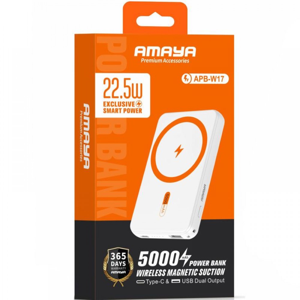 Портативное ЗУ Power Bank Amaya W17 15W+PD22.5W с БЗУ 5000 mAh