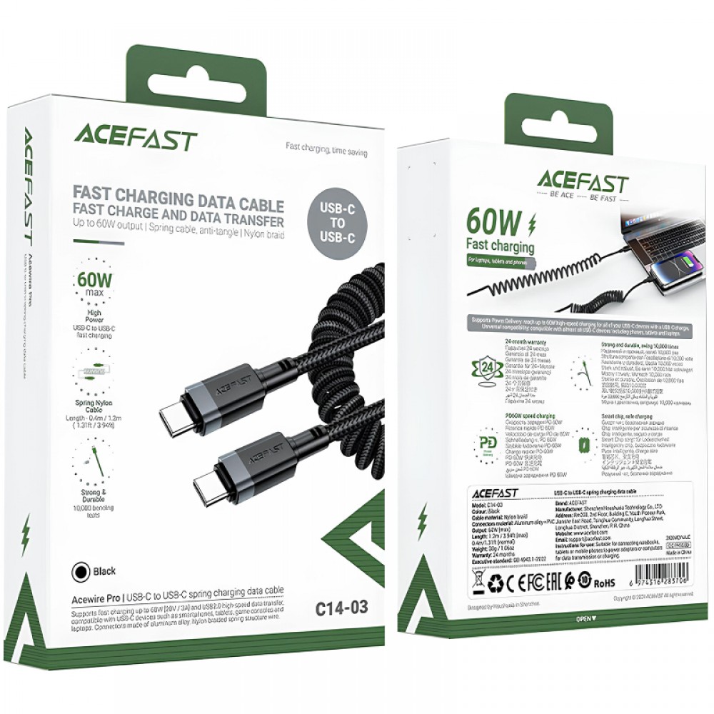 Дата кабель Acefast C14-03 Type-C to Type-C 60W (1.2m)