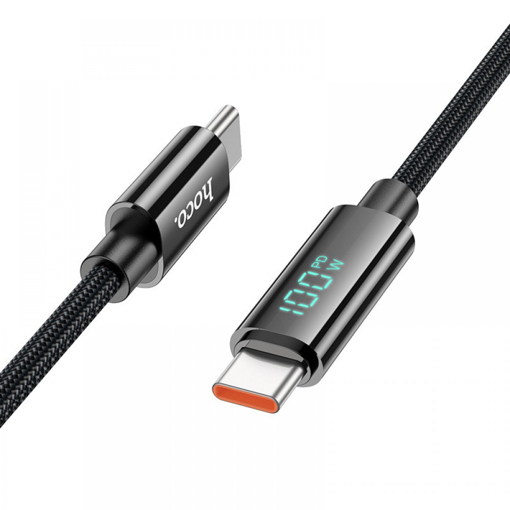 Дата кабель Hoco U125 Benefit 100W Type-C to Type-C with display (1.2m)