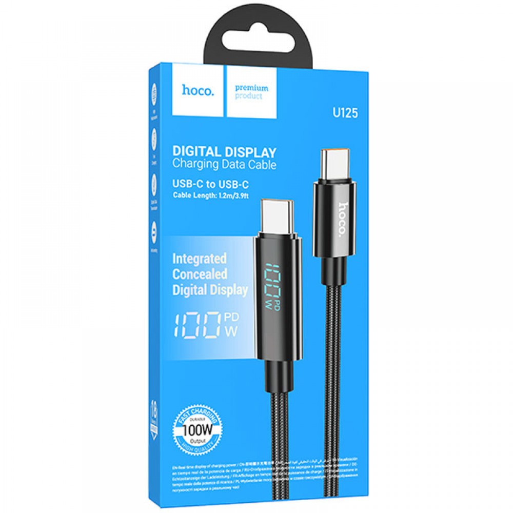 Дата кабель Hoco U125 Benefit 100W Type-C to Type-C with display (1.2m)