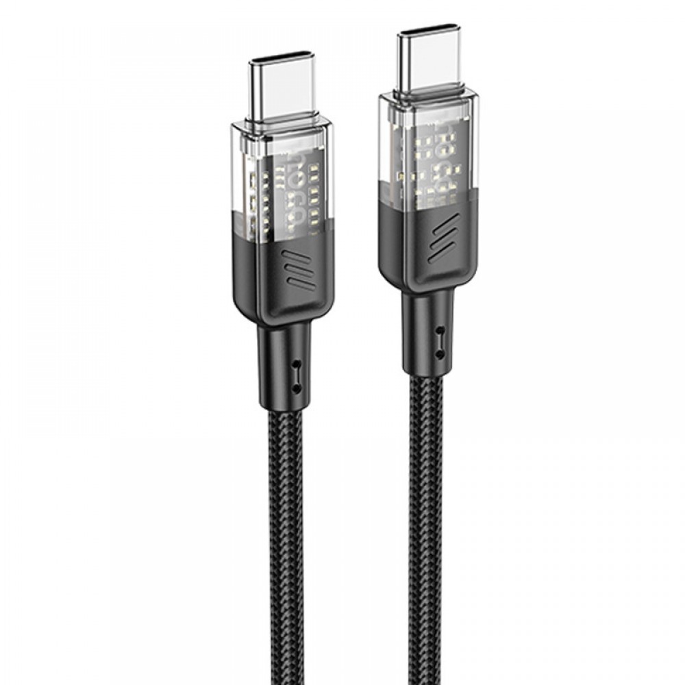 Дата кабель Hoco U129 Spirit Transparent Type-C to Type-C 60W (1.2m)