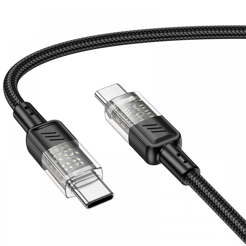Дата кабель Hoco U129 Spirit Transparent Type-C to Type-C 60W (1.2m)