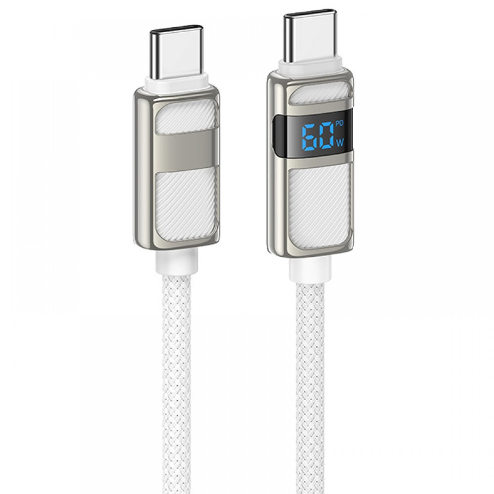 Дата кабель Hoco U137 Line with display Type-C to Type-C 60W (1.2m)