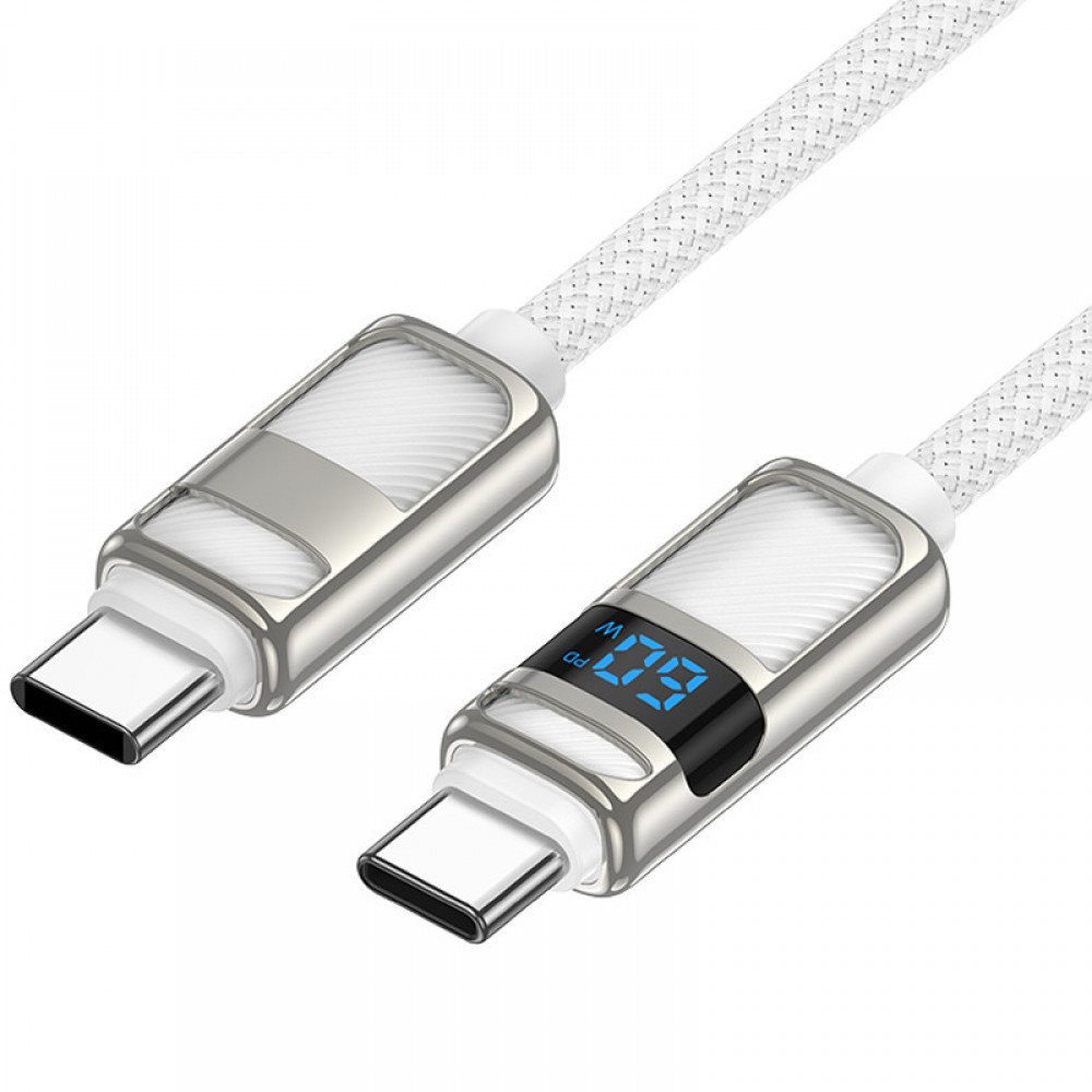 Дата кабель Hoco U137 Line with display Type-C to Type-C 60W (1.2m)