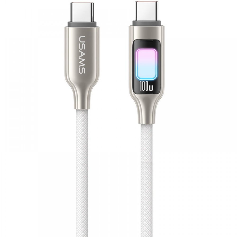 Дата кабель Usams US-SJ750 With Colorful Light TC Ser. Type-C to Type-C 100W (1.2m)