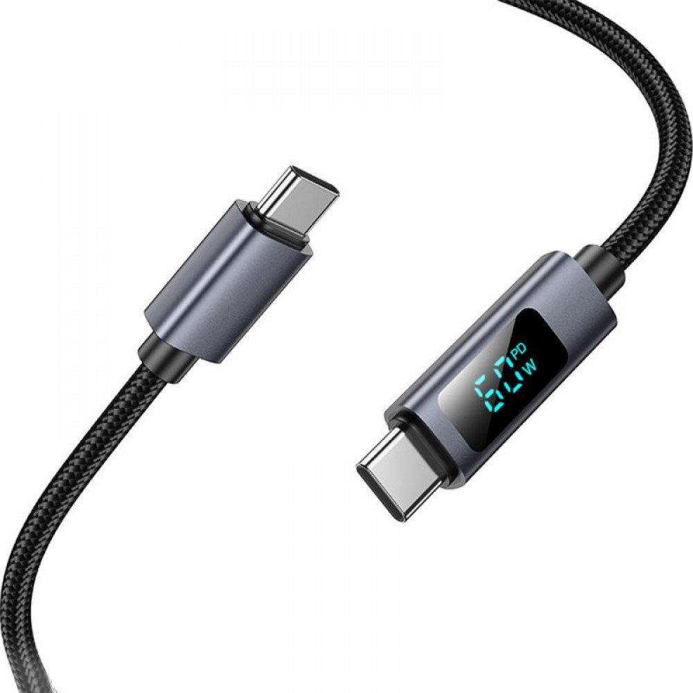 Дата кабель Hoco X112 Favor with display Type-C to Type-C 60W (1m) Дата кабель Hoco X112 Favor with display Type-C to Type-C 60W (1m)