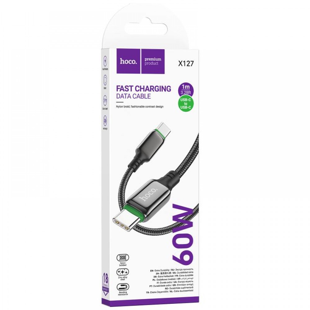 Дата кабель Hoco X127 Exceed Type-C to Type-C 60W (1m)