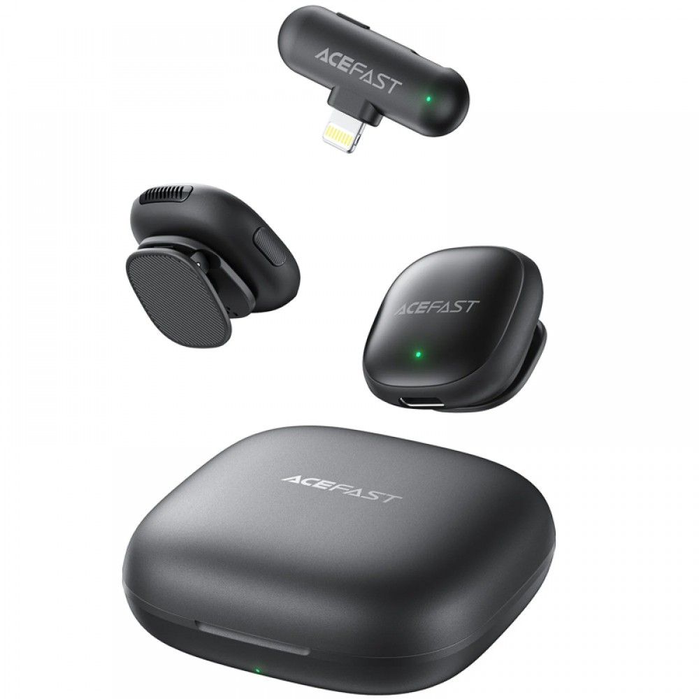 Петличний бездротовий мікрофон Acefast R1 Dual-mic Lightning