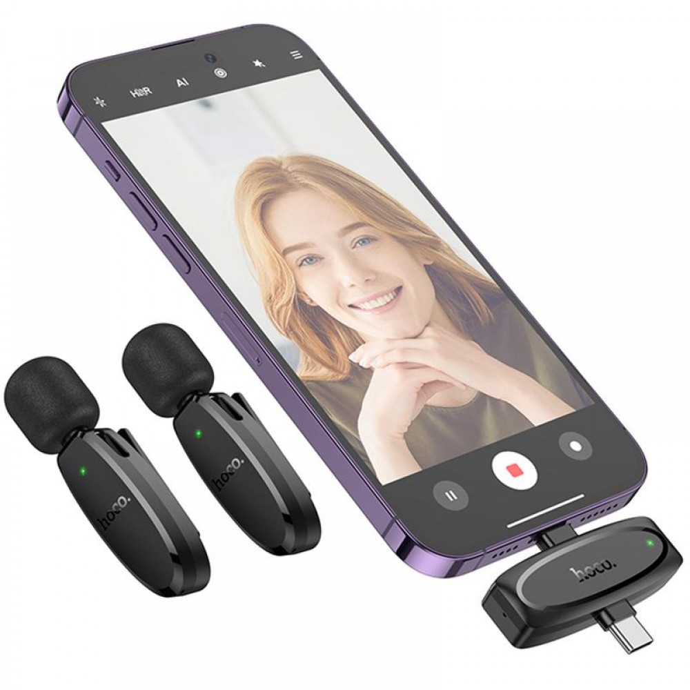 Петличний бездротовий мікрофон Hoco L15 Dual-mic clip-on wireless digital (Lightning/Type-C)