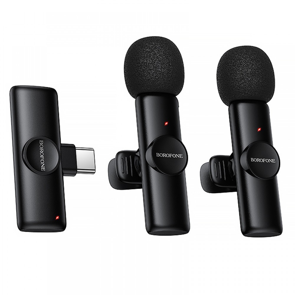 Петличный беспроводной микрофон Borofone BFK16A Winner dual-mic Type-C
