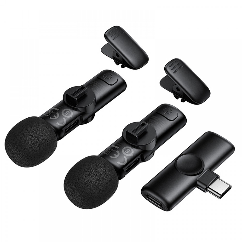 Петличный беспроводной микрофон Borofone BFK16A Winner dual-mic Type-C