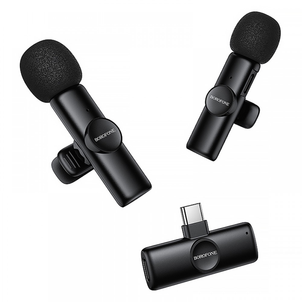 Петличный беспроводной микрофон Borofone BFK16A Winner dual-mic Type-C