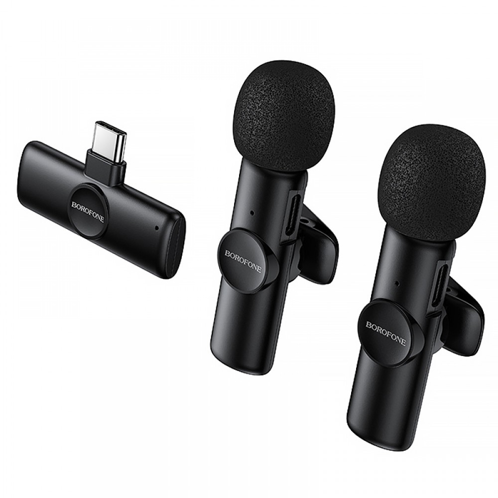 Петличный беспроводной микрофон Borofone BFK16A Winner dual-mic Type-C