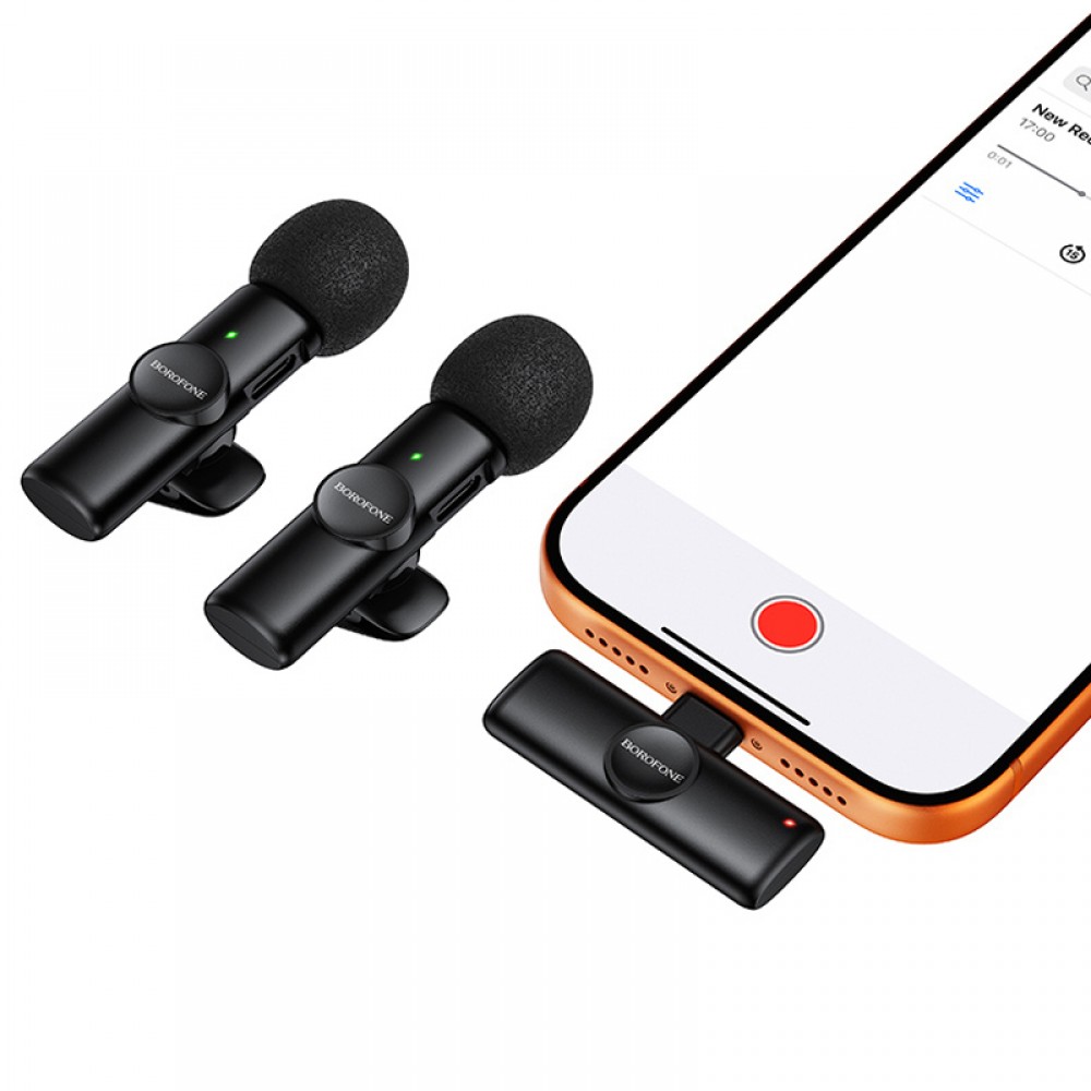 Петличный беспроводной микрофон Borofone BFK16A Winner dual-mic Type-C