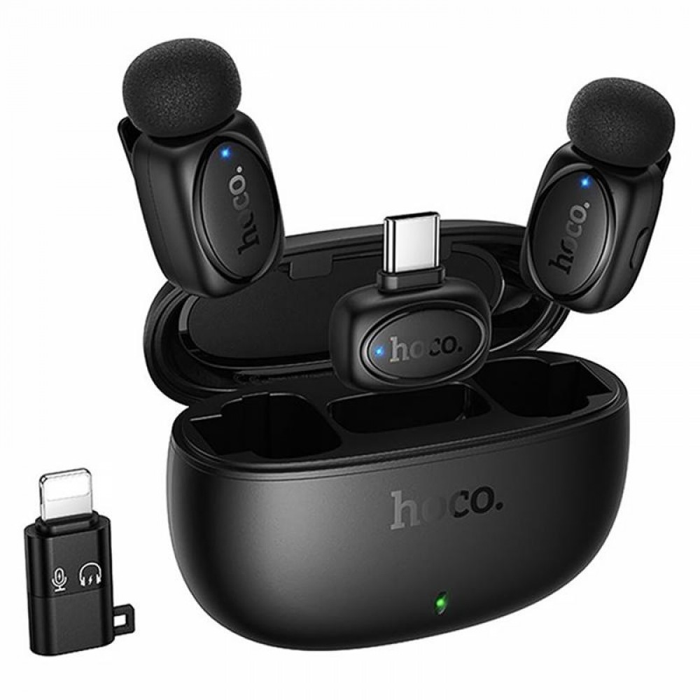 Петличний бездротовий мікрофон Hoco L19 Graceful dual-mic 2in1 (Lightning/Type-C)