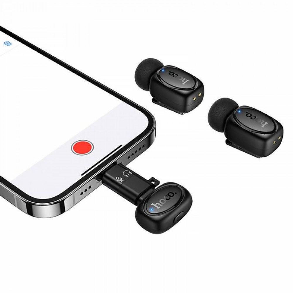 Петличний бездротовий мікрофон Hoco L19 Graceful dual-mic 2in1 (Lightning/Type-C)
