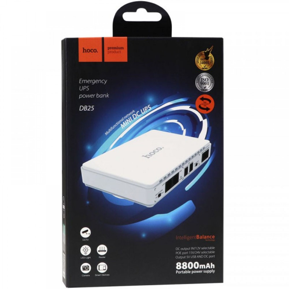 Источник бесперебойного питания Hoco DB25 Smart Mini UPS для роутеров 5V/9V/12V 8800 mAh