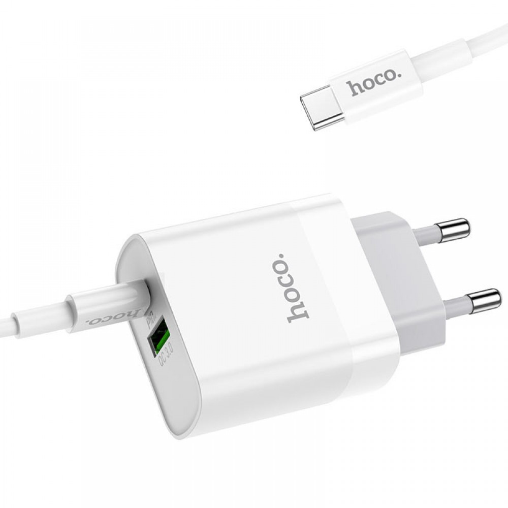 СЗУ Hoco C80A Rapido PD20W+QC3.0 (1USB-A/1C) + кабель Type-C to Type-C