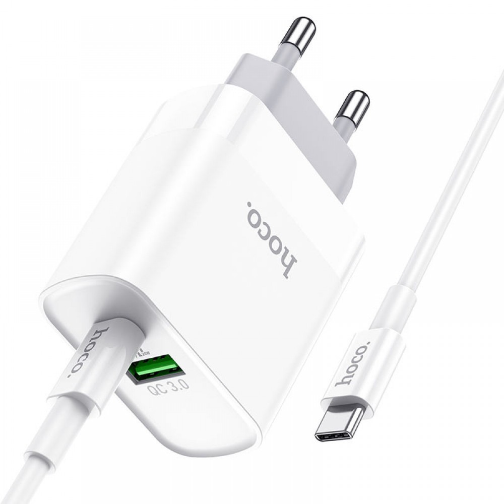 СЗУ Hoco C80A Rapido PD20W+QC3.0 (1USB-A/1C) + кабель Type-C to Type-C