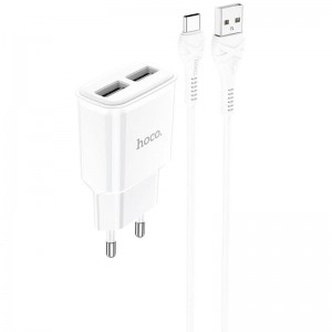 СЗУ Hoco C88A Star round 2.4A (2USB-A) + кабель USB to Type-C