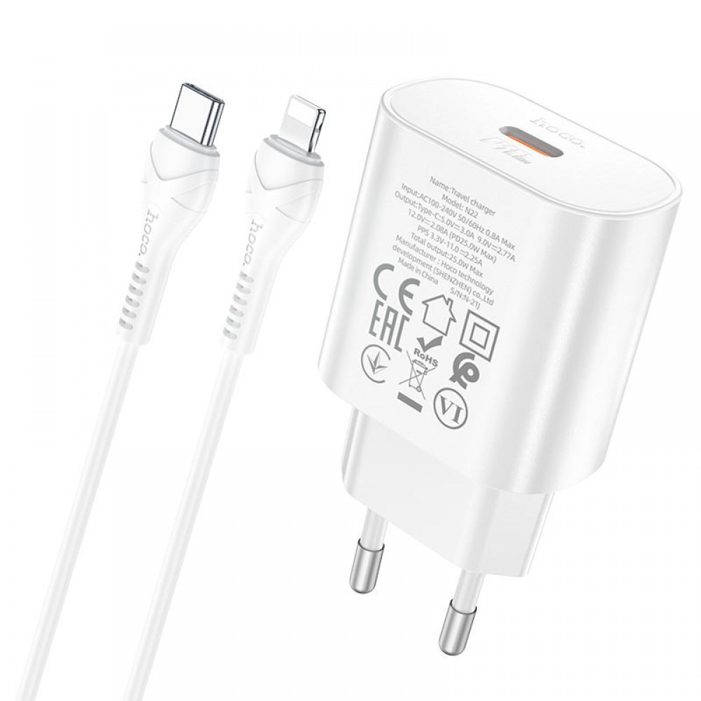 СЗУ Hoco N22 Jetta PD25W (1USB-C) + кабель Type-C to Lightning СЗУ Hoco N22 Jetta PD25W (1USB-C) + кабель Type-C to Lightning