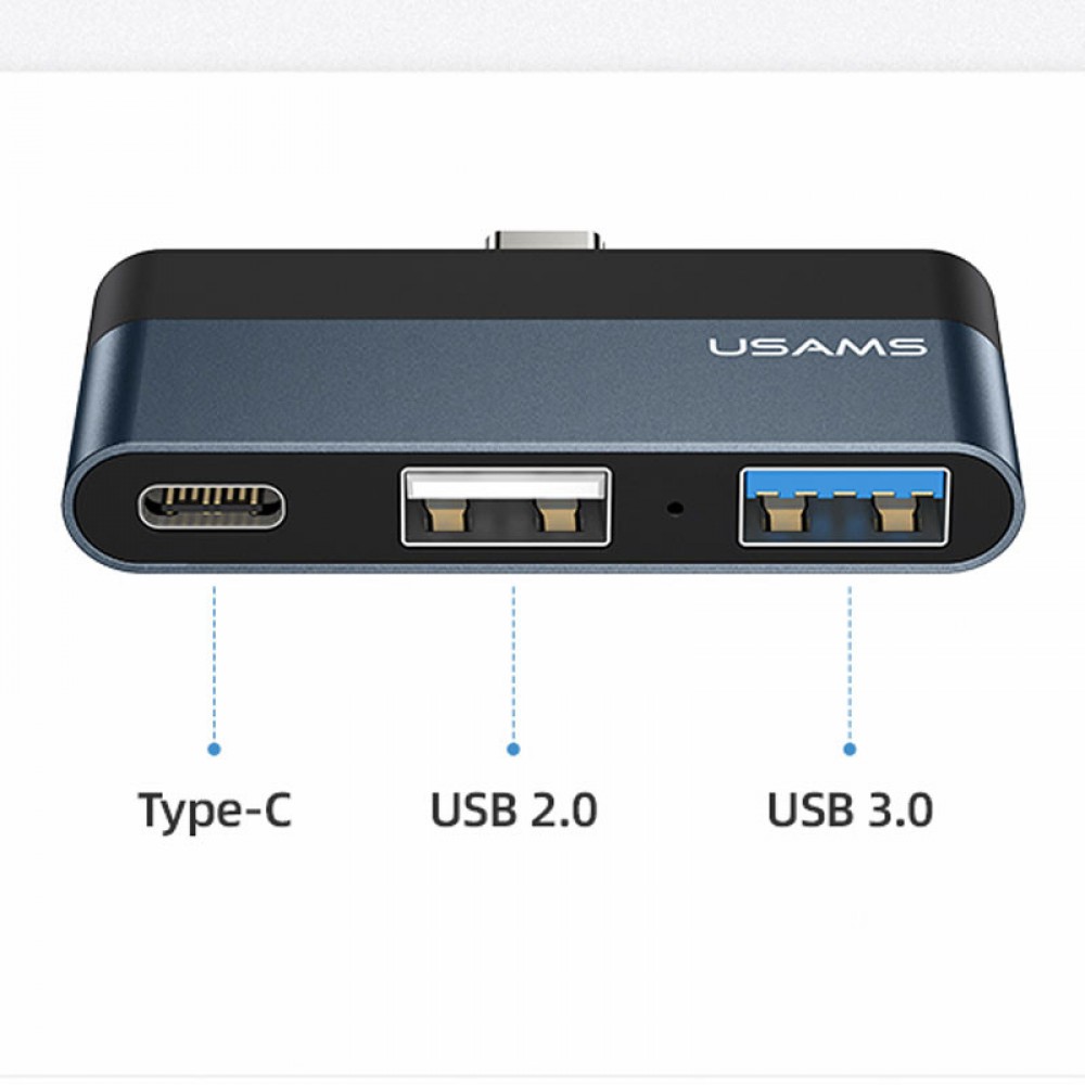 Перехідник HUB Usams US-SJ490 Type-C Mini Hub (2USB port + Type-C)