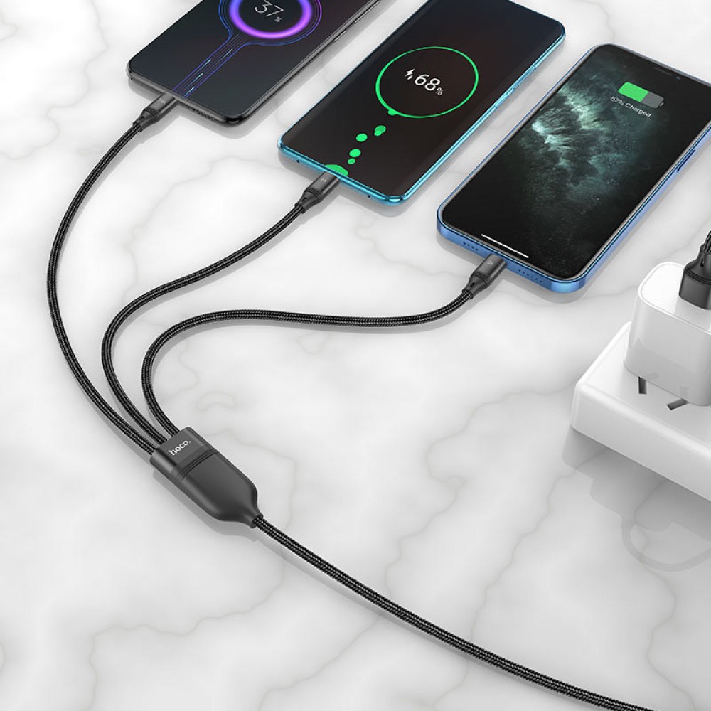 Дата кабель Hoco U104 Ultra 6A 3in1 Lightning-MicroUSB-Type-C (1.2m) Дата кабель Hoco U104 Ultra 6A 3in1 Lightning-MicroUSB-Type-C (1.2m)