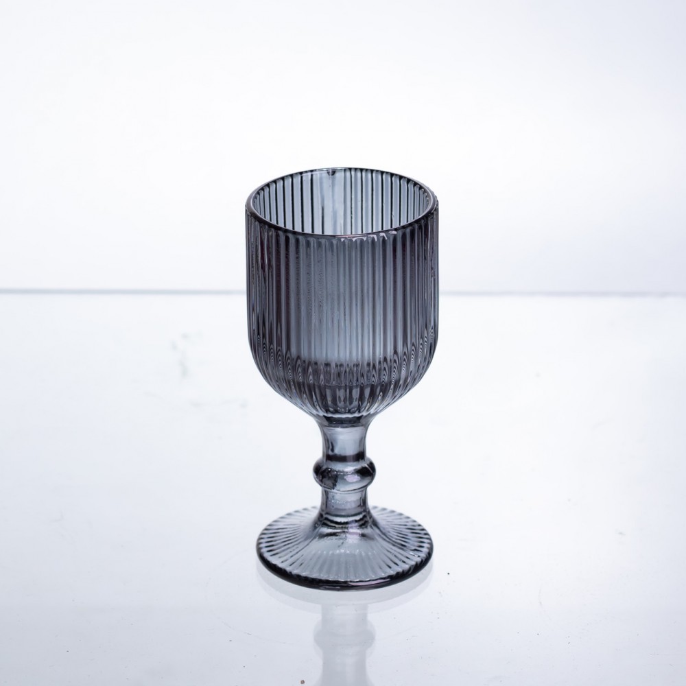 Набор рюмок для крепких напитков 6 штук по 50 мл ребристых из толстого стекла серый HP-19-229