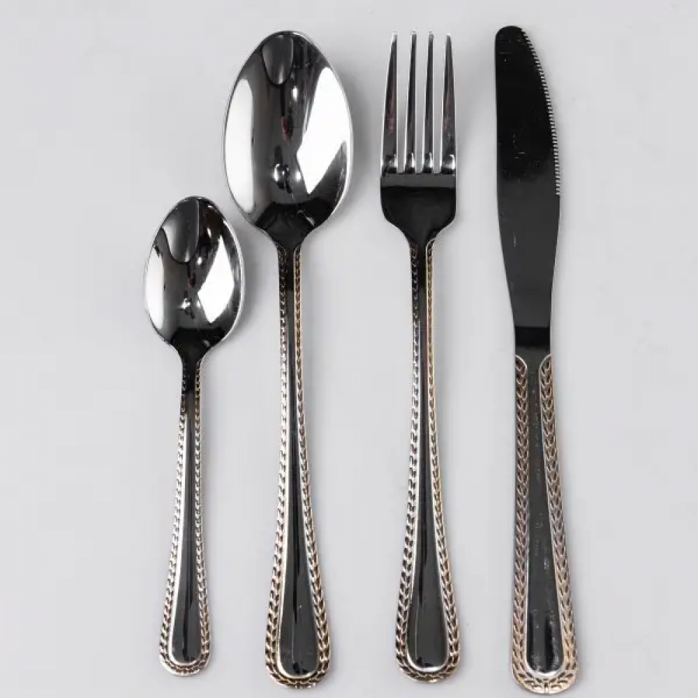 Набор столовых приборов из нержавеющей стали на 6 персон 24 предмета серебристая столовая ложка вилка нож в подарочной упаковке HP-16978-23