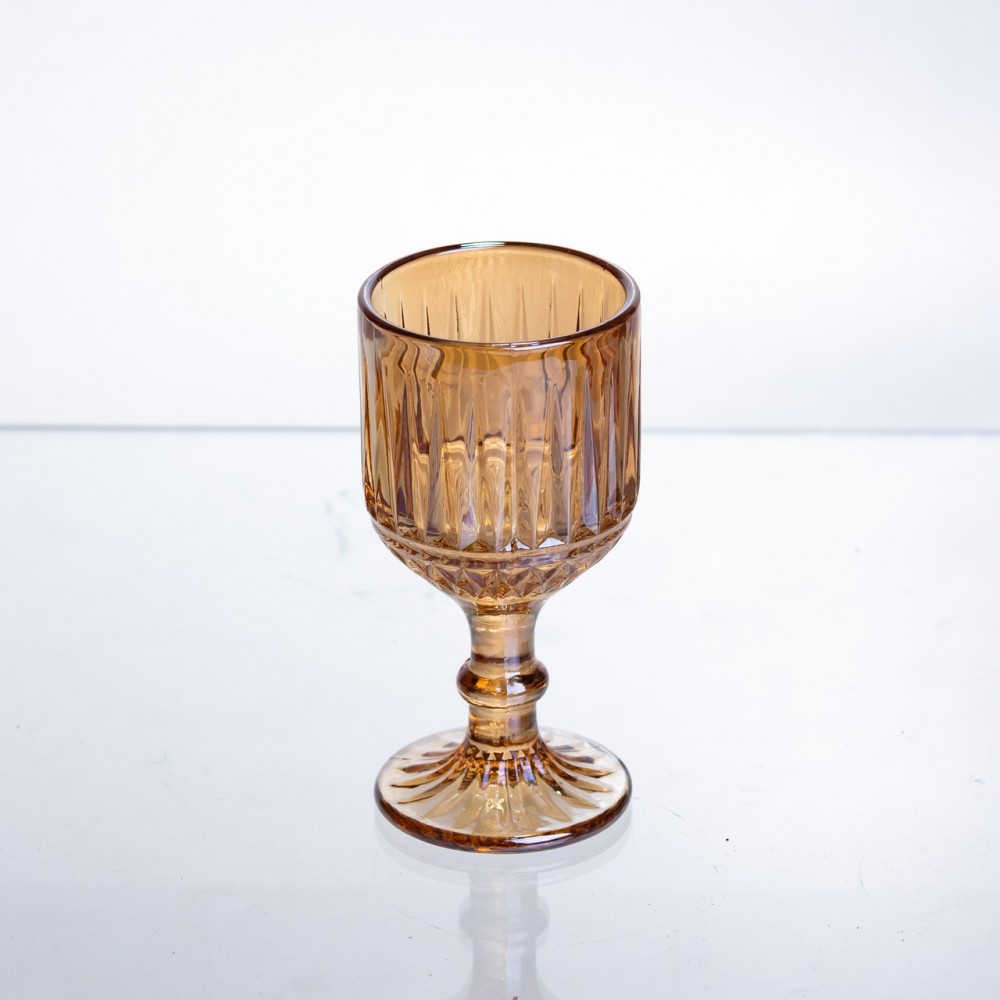 Набор рюмок для напитков 6 штук 50 мл из толстого стекла ребристые янтарные HP-19-250