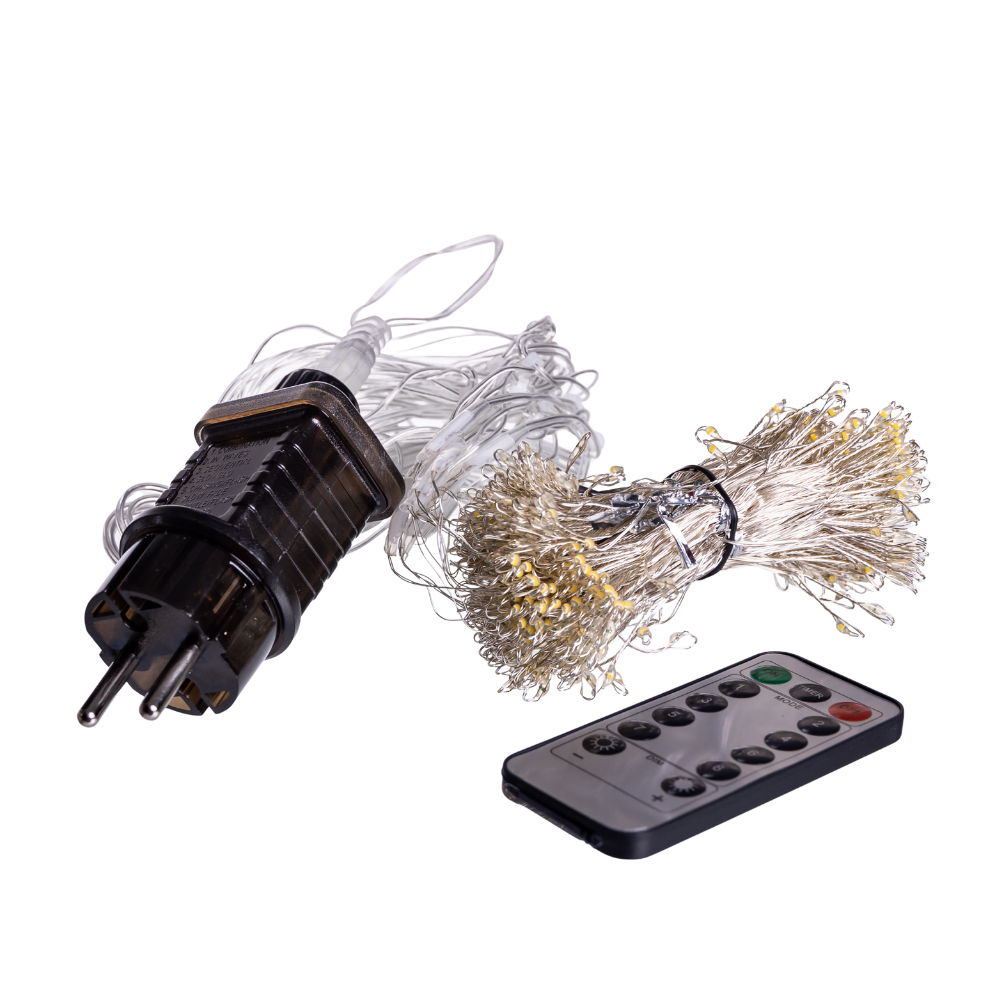 Новогодняя гирлянда комнатная штора роса Хвойная лапа 3х3 м 600 LED Желтый свет D600LED3MY