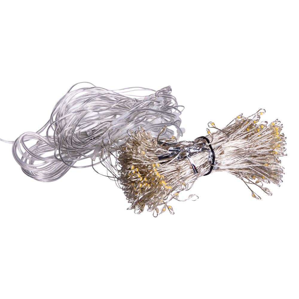 Новогодняя гирлянда комнатная штора роса Хвойная лапа 3х3 м 600 LED Желтый свет D600LED3MY