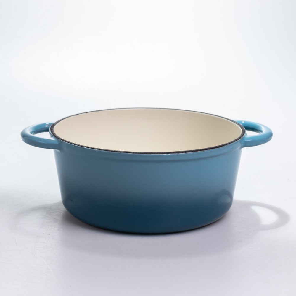 Кастрюля чугунная 2.5 л эмалированная с крышкой посуда для тушения запекания томления кухонная Синяя HP-1-14-BLUE