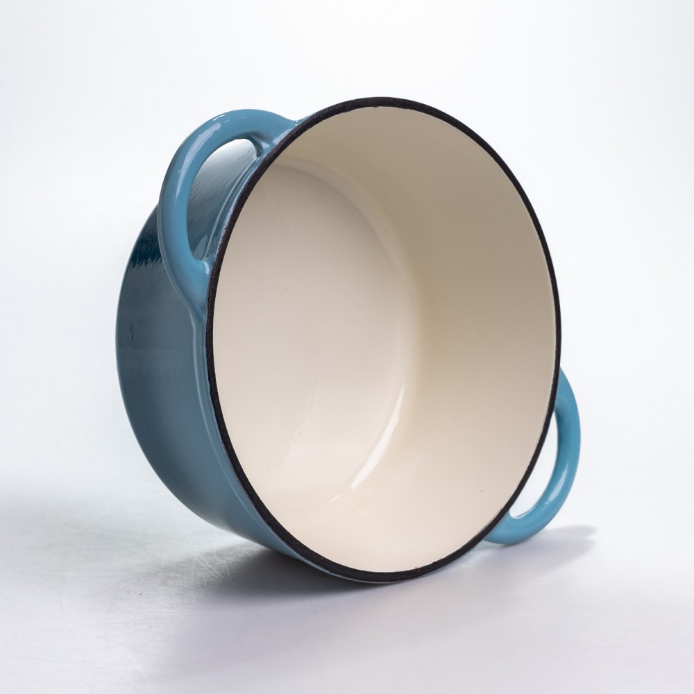 Кастрюля чугунная 2.5 л эмалированная с крышкой посуда для тушения запекания томления кухонная Синяя HP-1-14-BLUE