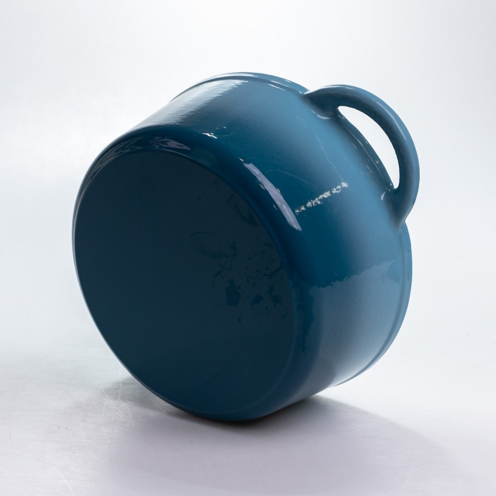 Кастрюля чугунная 2.5 л эмалированная с крышкой посуда для тушения запекания томления кухонная Синяя HP-1-14-BLUE