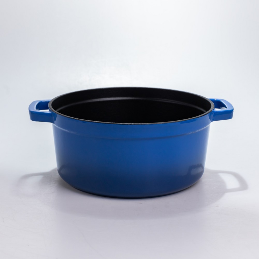 Кастрюля чугунная 4.5 л эмалированная с крышкой посуда для тушения запекания томления кухонная Синяя HP-1-19-BLUE