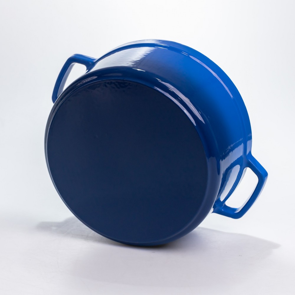 Кастрюля чугунная 4.5 л эмалированная с крышкой посуда для тушения запекания томления кухонная Синяя HP-1-19-BLUE