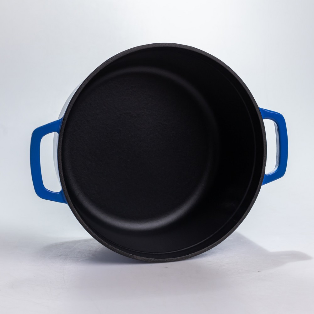 Кастрюля чугунная 4.5 л эмалированная с крышкой посуда для тушения запекания томления кухонная Синяя HP-1-19-BLUE