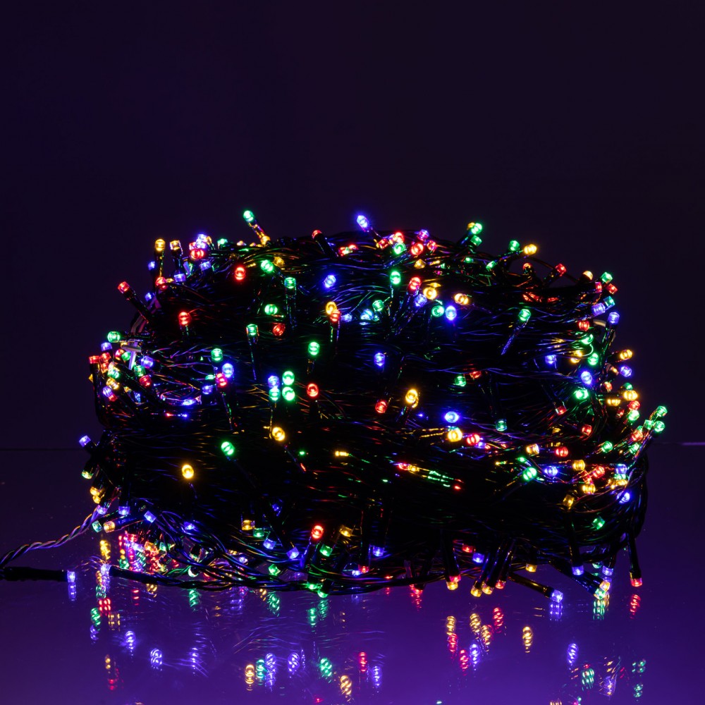 Гирлянда Рождественская фея уличная 100 (м) 1000 LED черный провод Мультиколор CF1000L100MBML